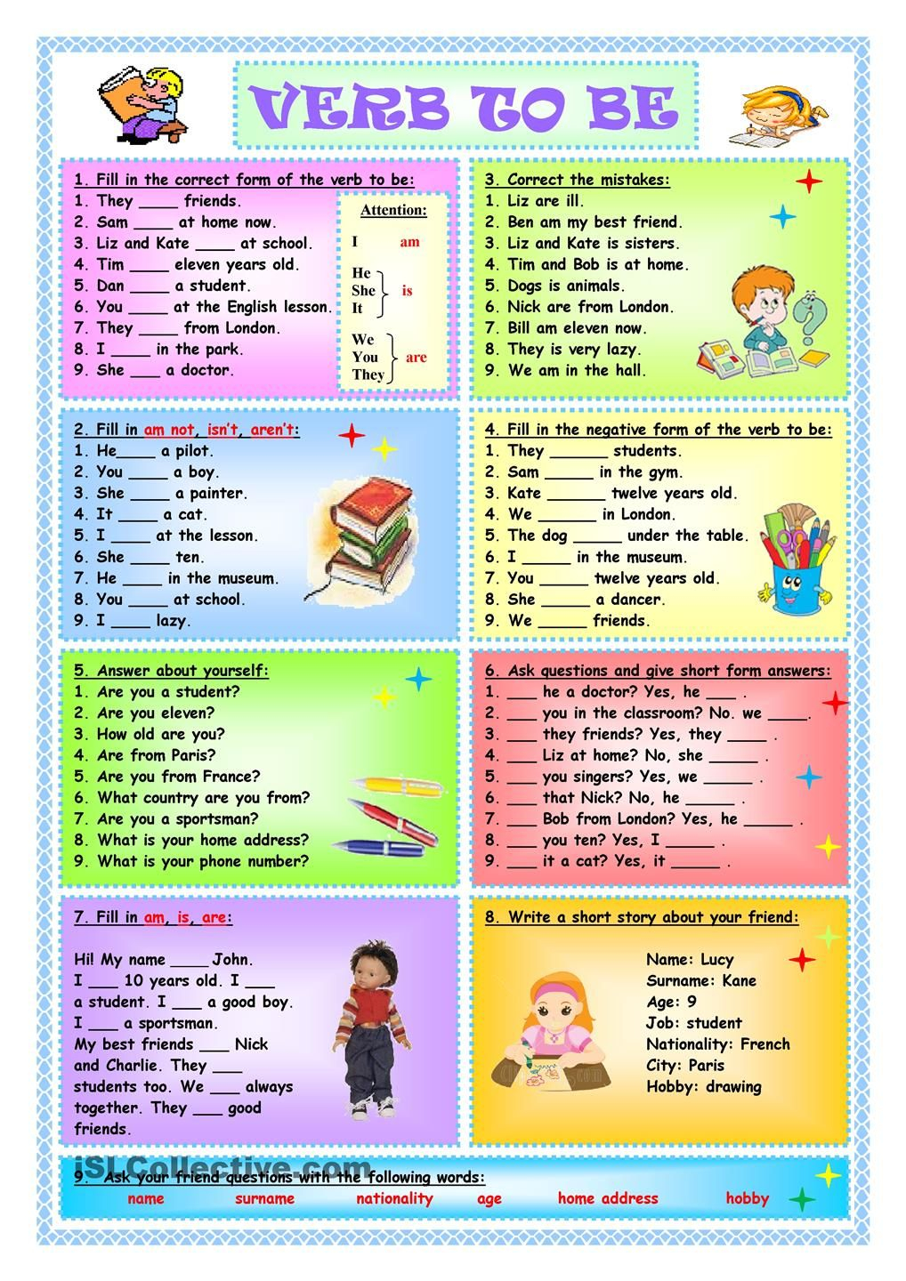 30 Verb To Be Worksheets Activities Kindergarten