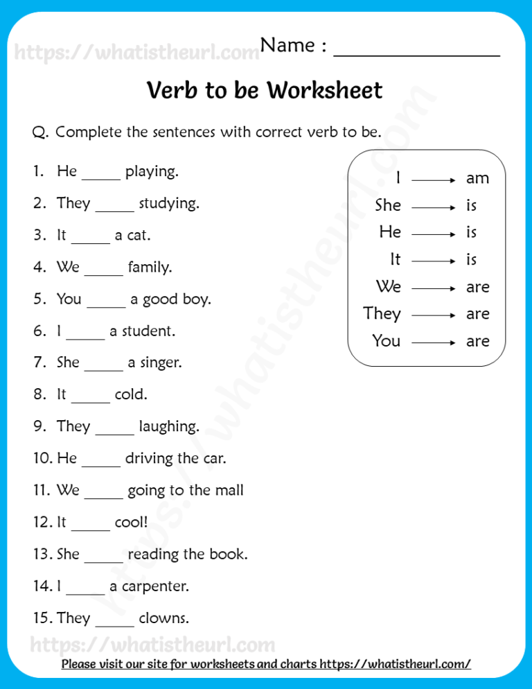 30 Verb To Be Worksheets Activities Kindergarten