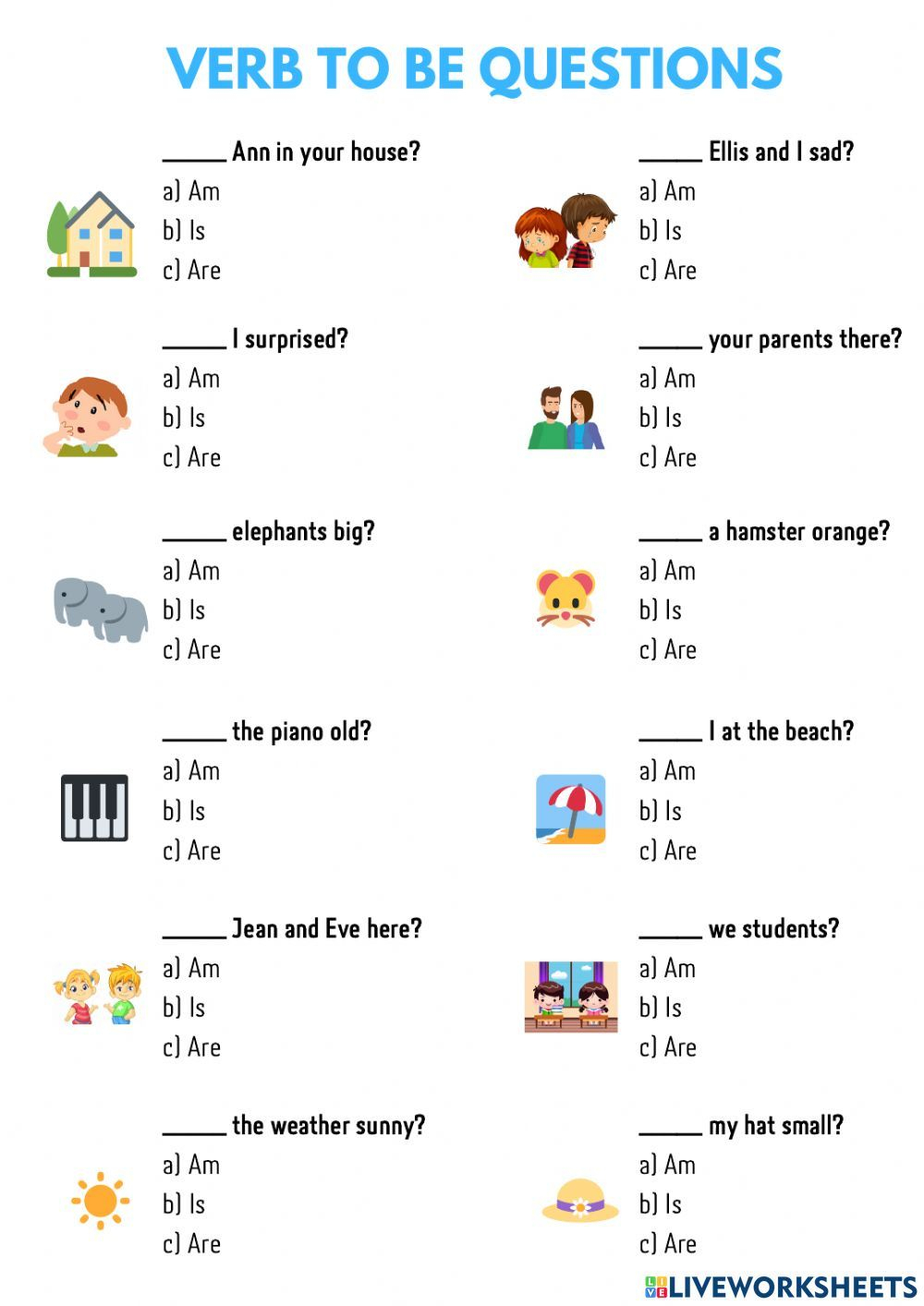 30 Verb To Be Worksheets Activities Kindergarten