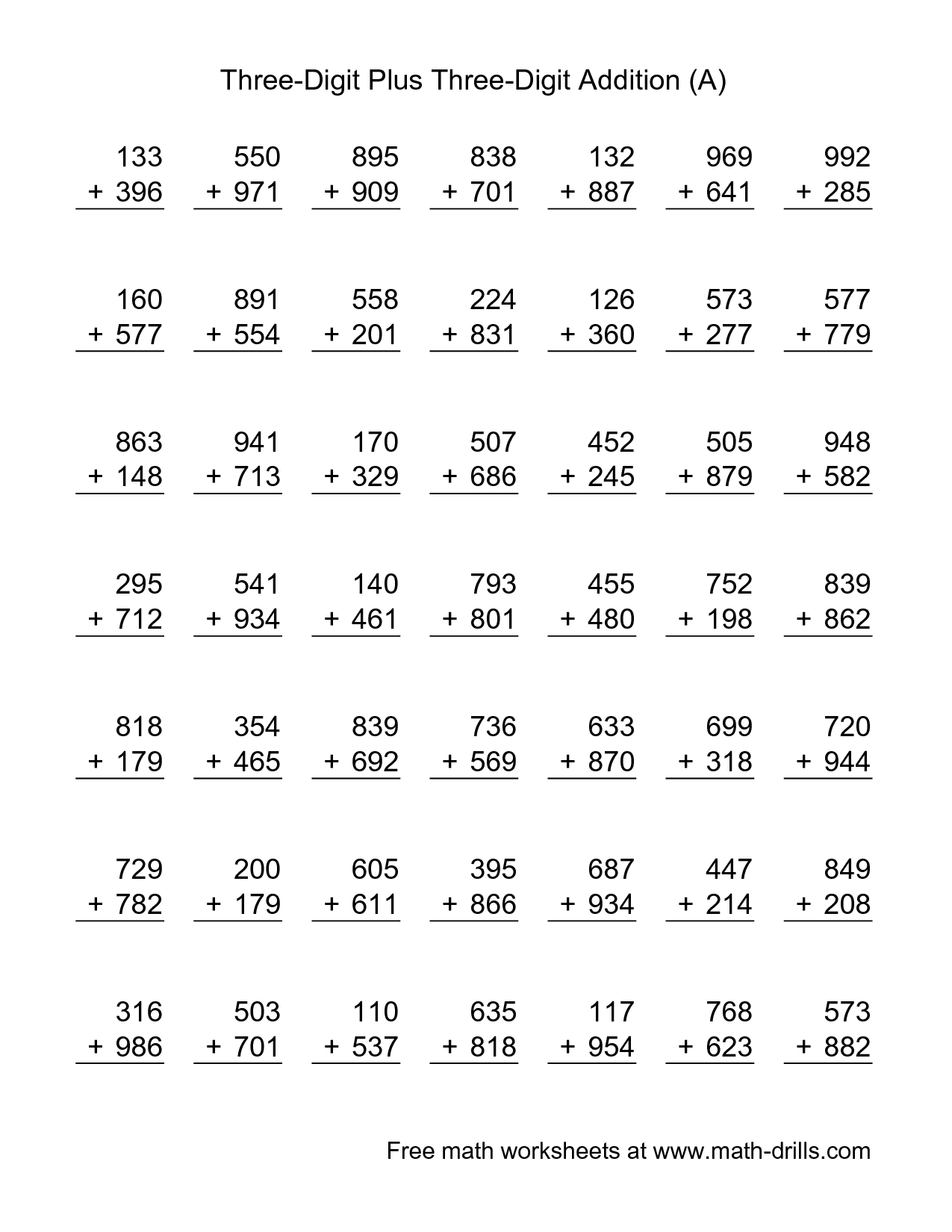 21 Addition Worksheets For 4Th Grade