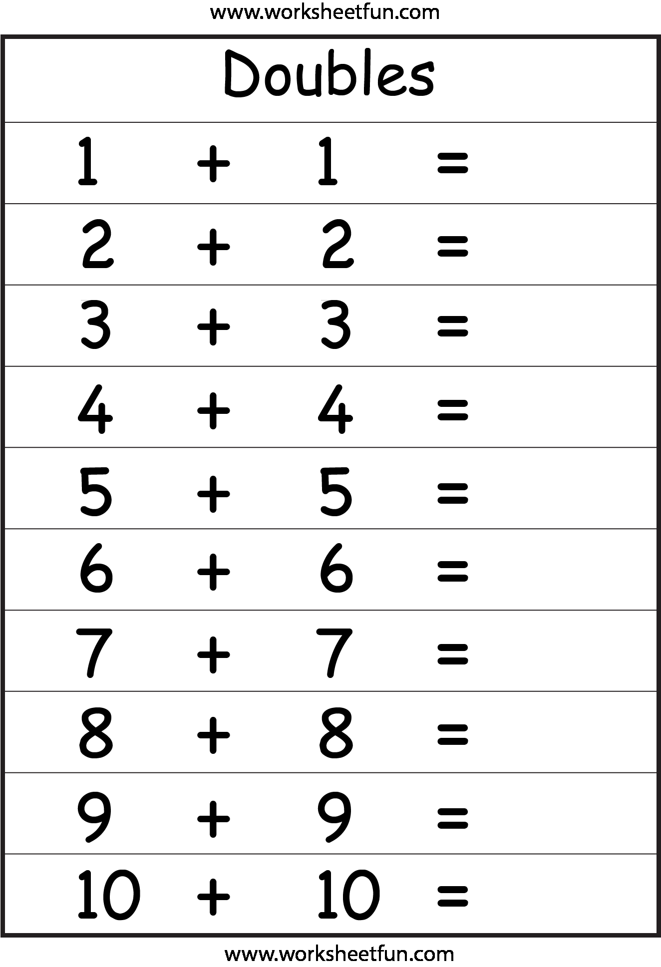 21 Addition Worksheets Till 20