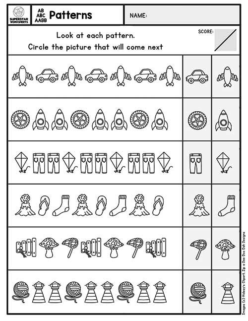 21 Completing Patterns Worksheets Kindergarten