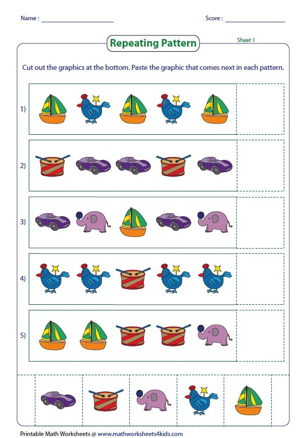 21 Completing Patterns Worksheets Kindergarten