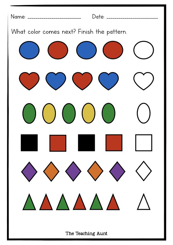 21 Completing Patterns Worksheets Kindergarten