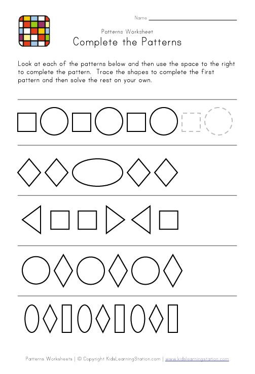 21 Completing Patterns Worksheets Kindergarten