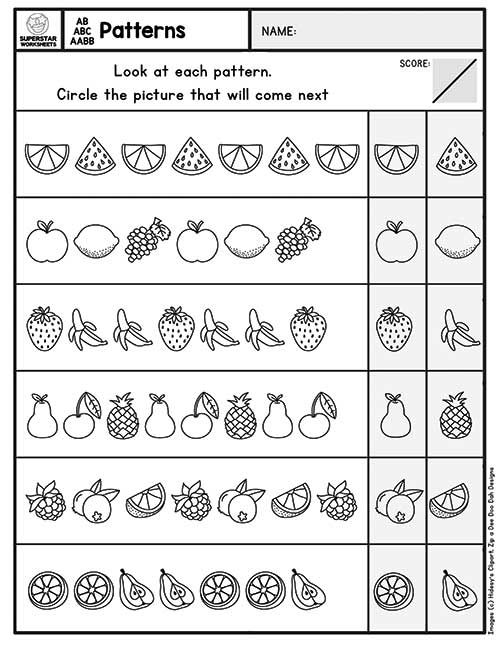 21 Completing Patterns Worksheets Kindergarten