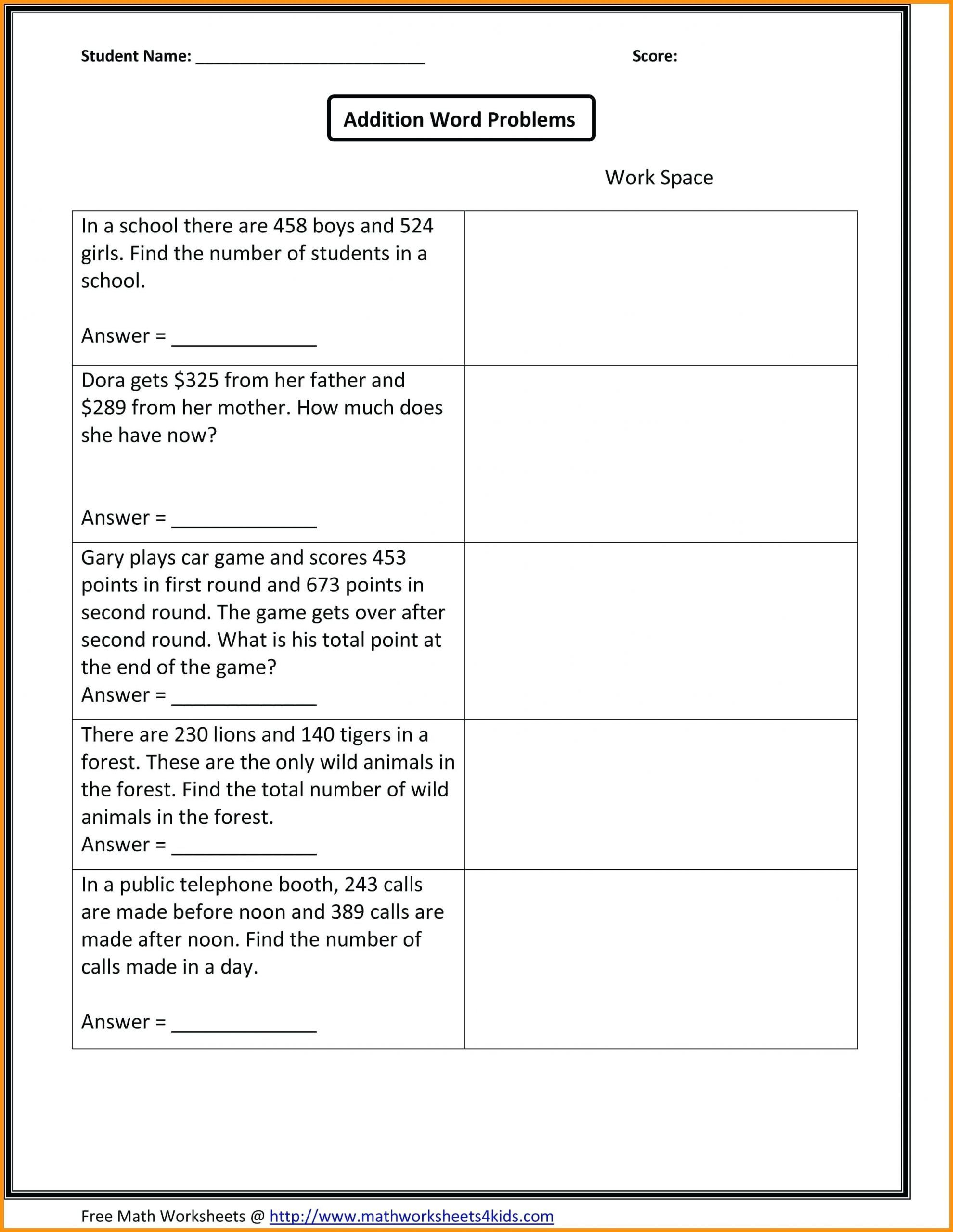 21 Math Grade 3 Worksheets Word Problems