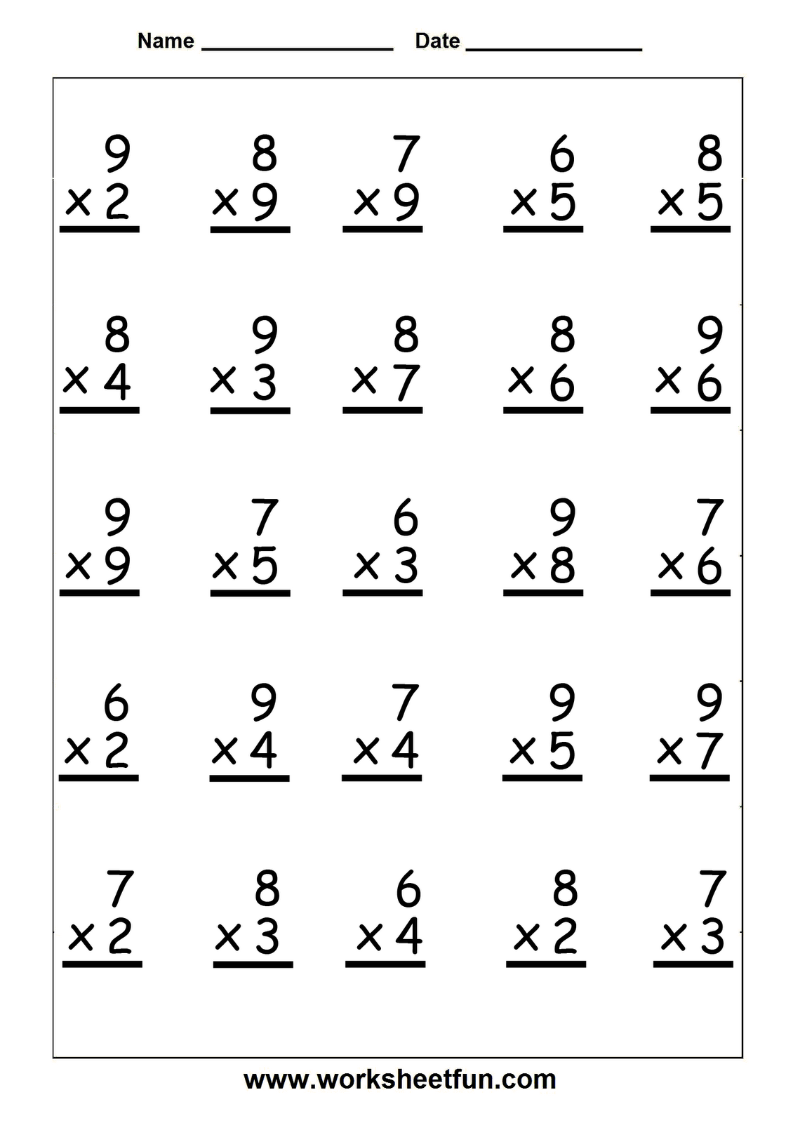 21 Multiplication Worksheets 2 5 10