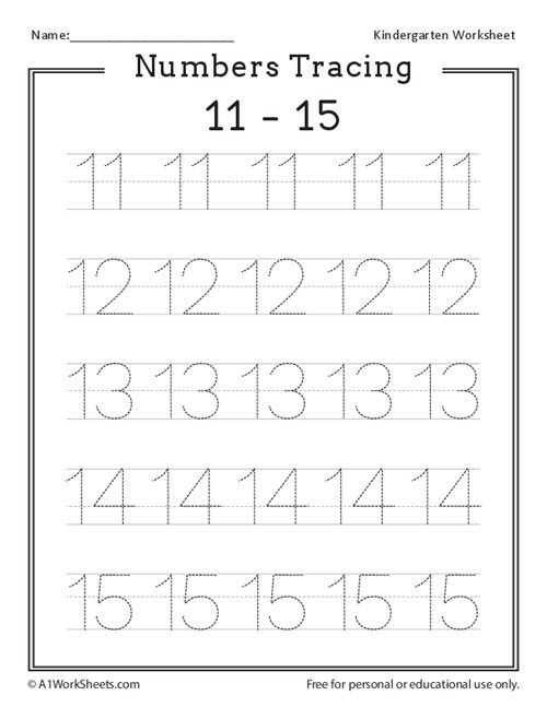 21 Numbers 1-15 Worksheets Kindergarten Printable