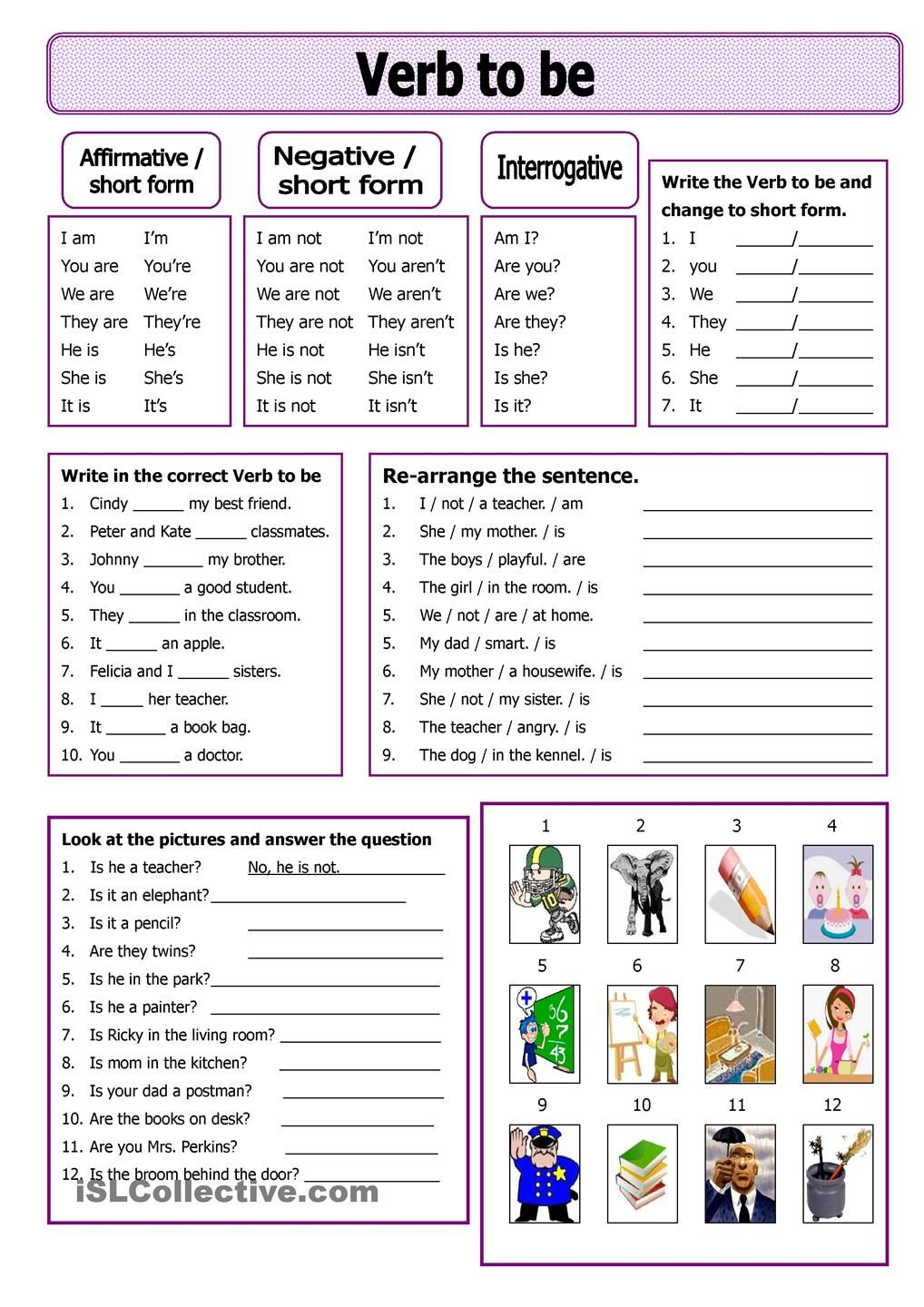 21 Verb To Be Worksheets Activities Kindergarten