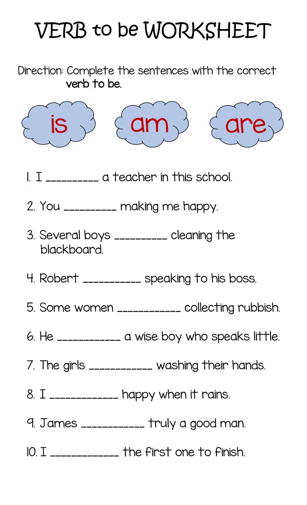 21 Verb To Be Worksheets Activities Kindergarten